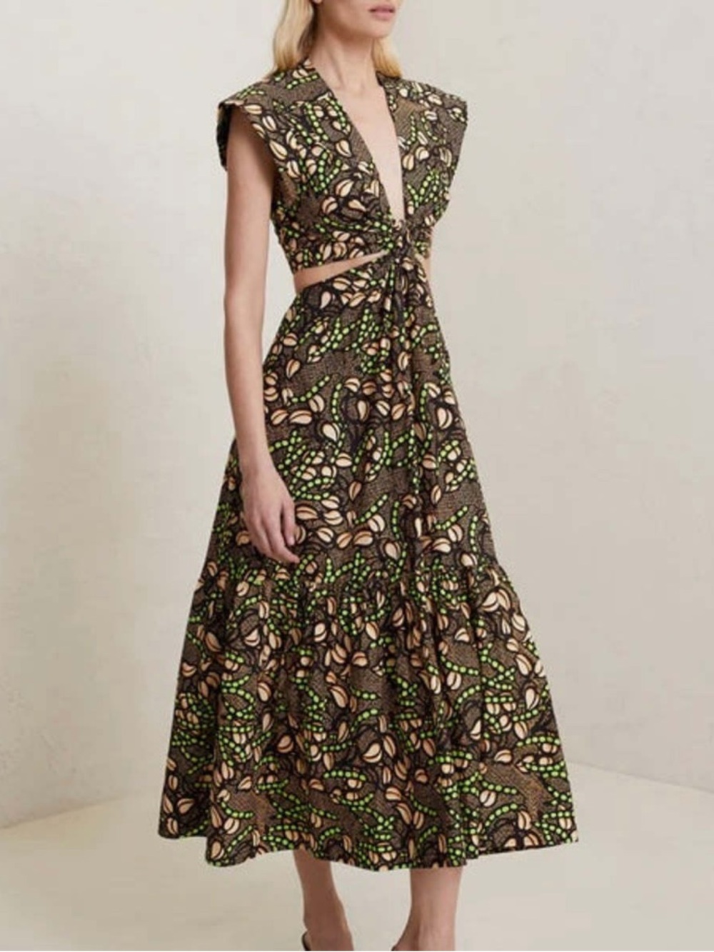 A.L.C. Alexandria Green/Peach cutout midi dress